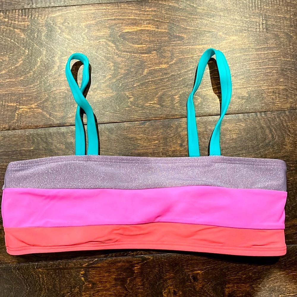 Beach Lingo colorblocked bikini top size 14